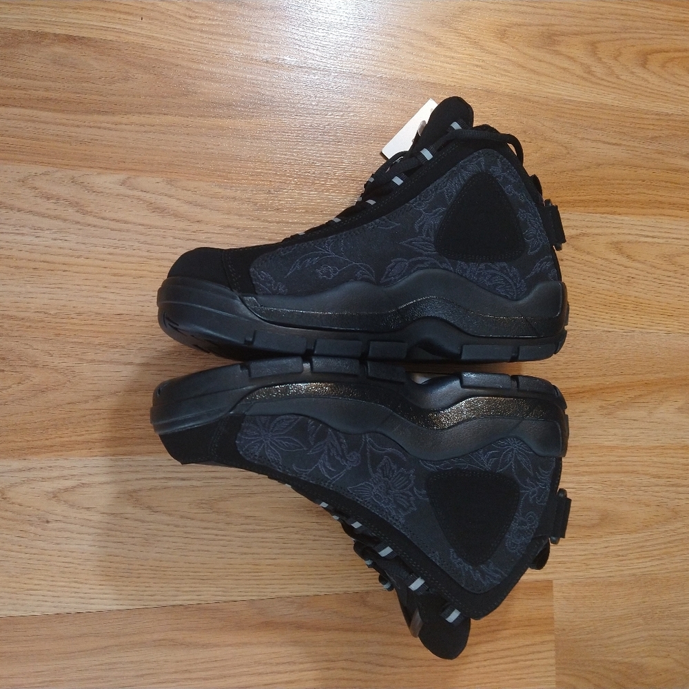 NWT FILA Grant Hill 2 Black Floral Suede Mid-Top Basketball Shoes Size - Picture 3 of 5